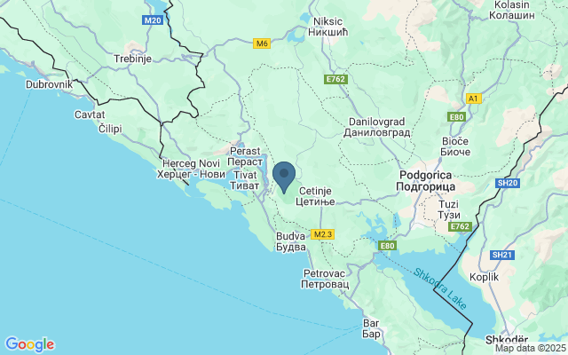 Kaart met locatie Nationaal Park Lovćen